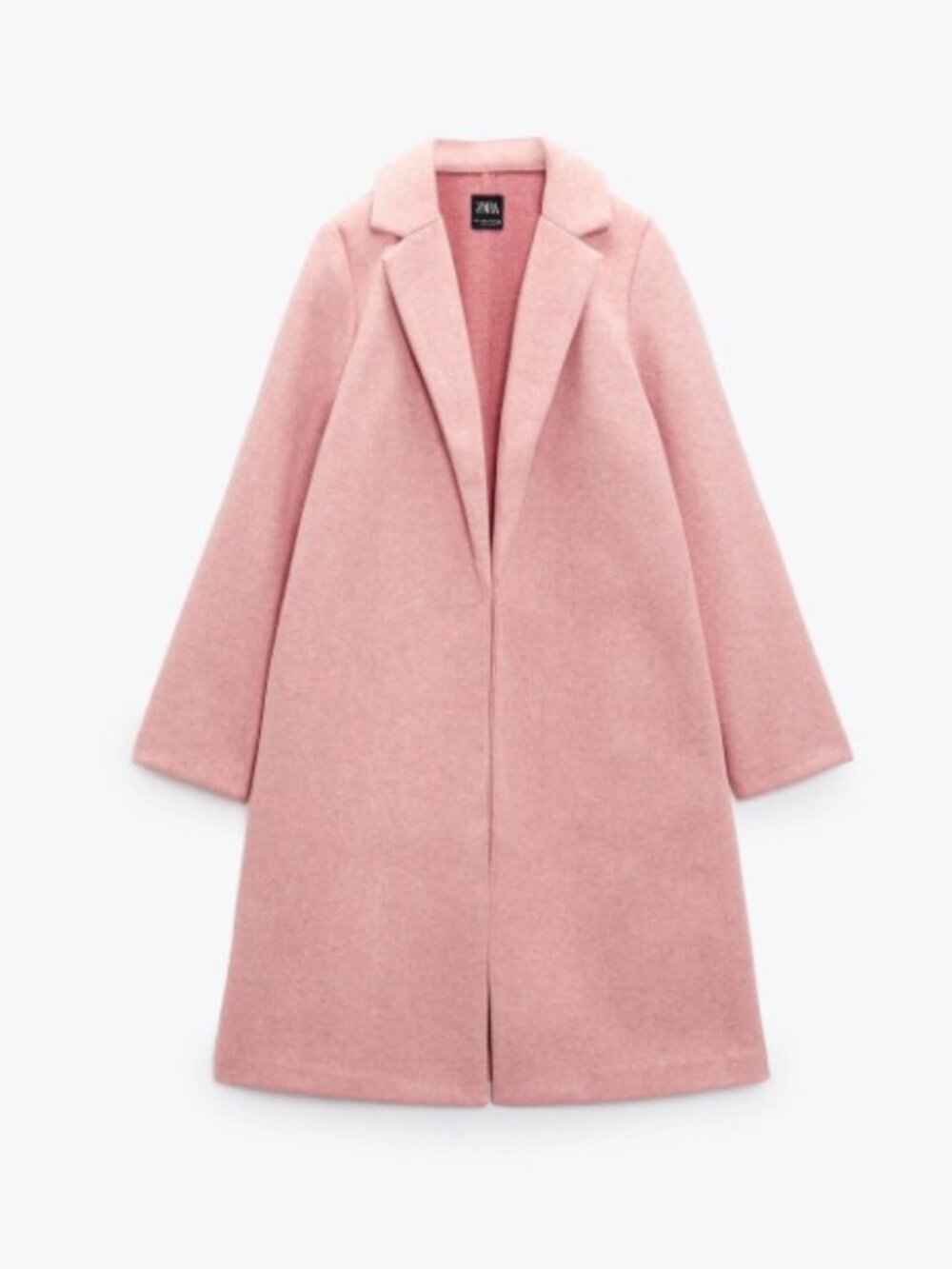 Zara Light Pink Long Duster Coat XS Blush Open Front Minimalist